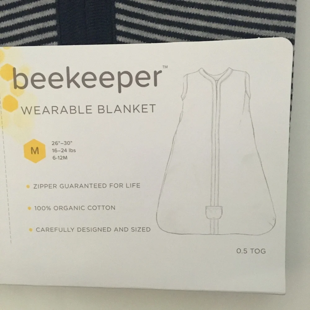 Burt's Bees Wearable Baby Blanket 100% Organic Cotton Beekeeper 6-12M Size Med
